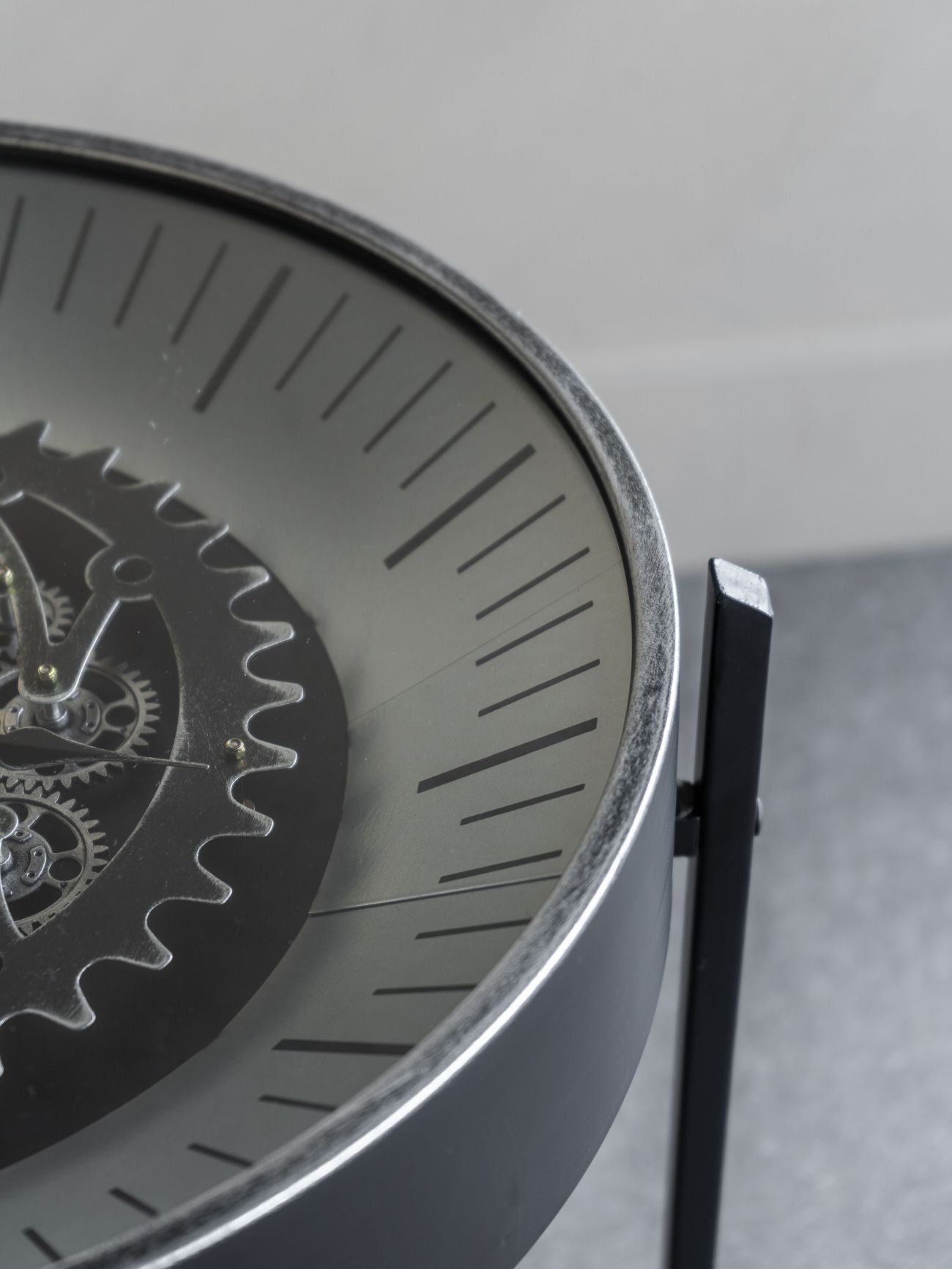 Palladium Black & Glass Moving Dials Clock Side Table